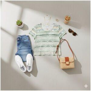 Chic Striped Green Blouse